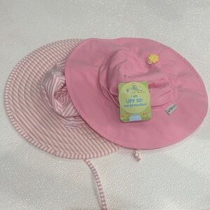 2 Pink and Striped Sun Hat with UPF Protection